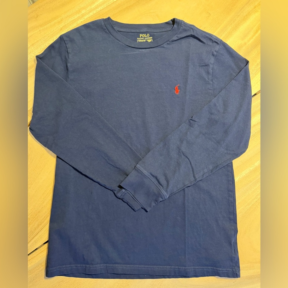 Polo by Ralph Lauren Boy’s Navy Long-Sleeve Crewneck with Red Pony